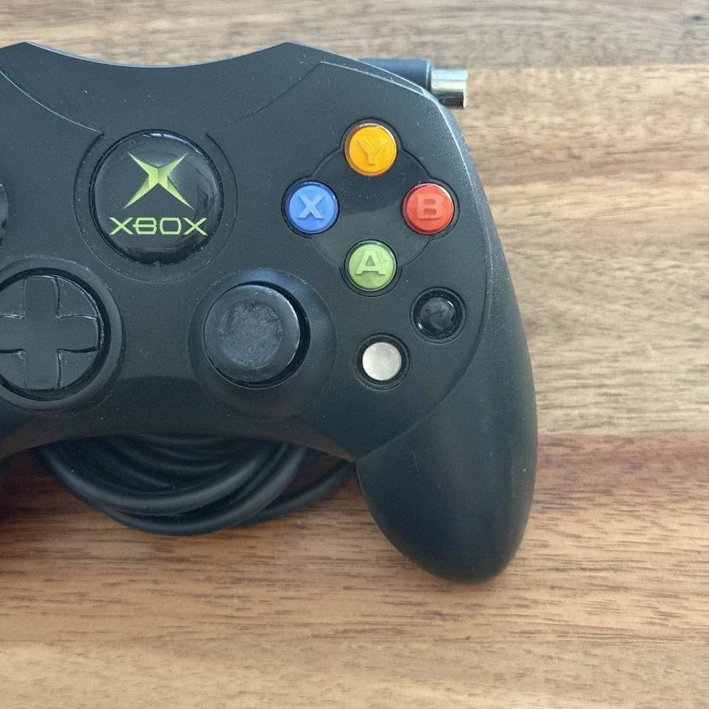 Original Microsoft Xbox Black S-Type Controller Wired Official TESTED WORKS